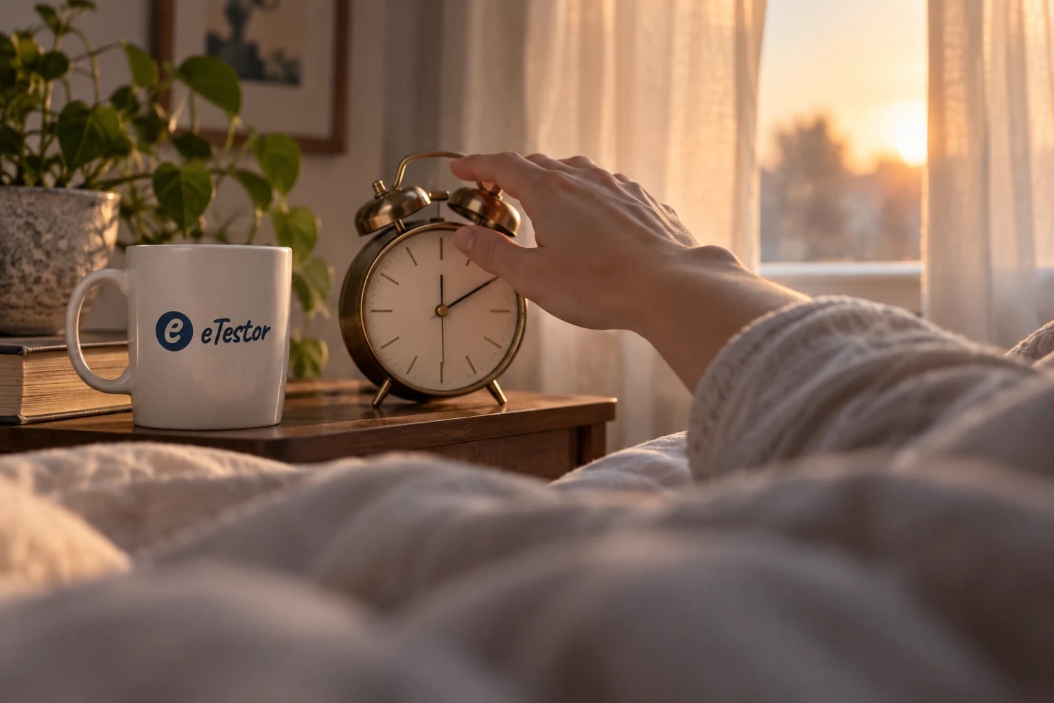 Chronotype Test: Lion, Bear, Wolf, or Dolphin?: An alarm clock ringing at dawn beside a warm bed